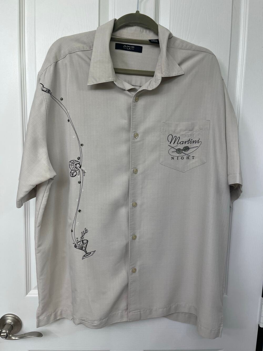 Axis Men's LA XXL Martini Night shirt beige light tan button down casual